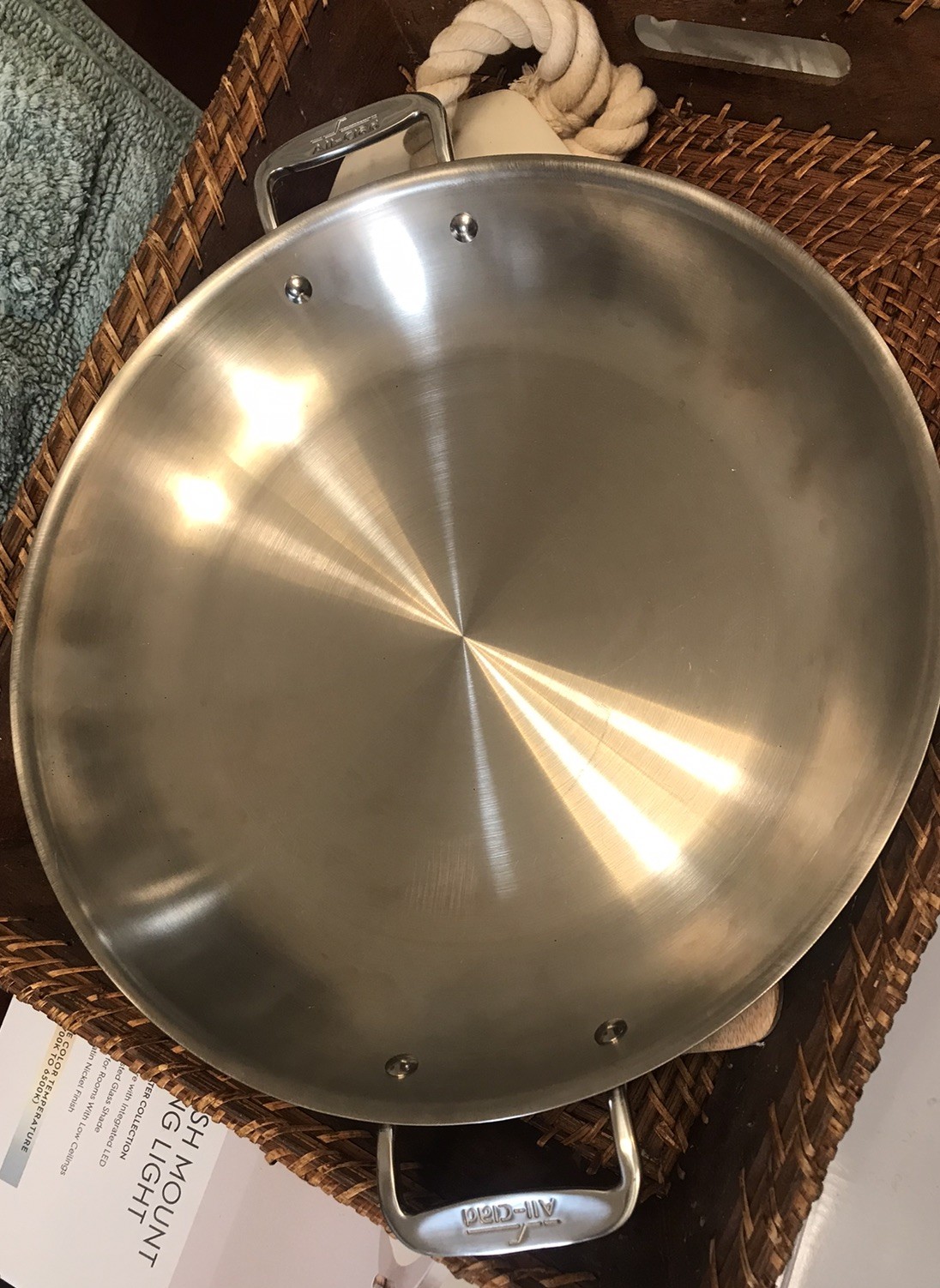 NEW-All CLAD D3 14” Perfect Size Sear/Paella Pan w/Large Loop Handles