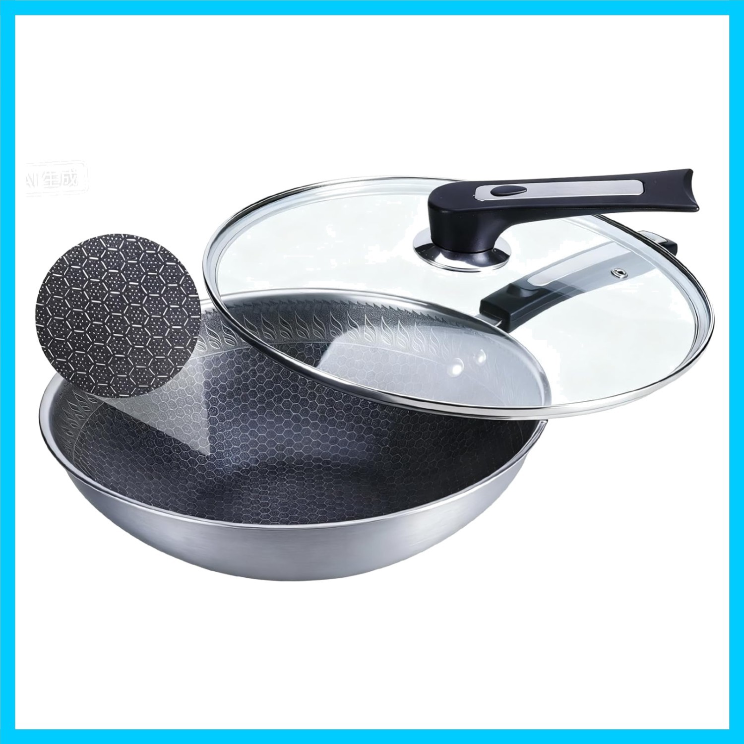 Non Stick Frying Pans,Hybrid 12 Inch Stainless Steel Frying Pan,Honeycomb Ski…