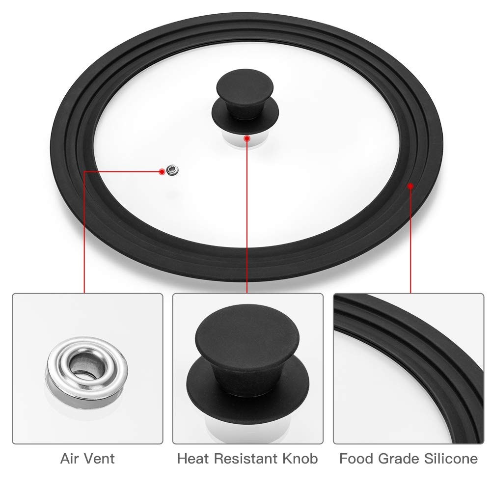 Universal Lid for Pots,Pans and Skillets – Tempered Glass with Heat Resistant