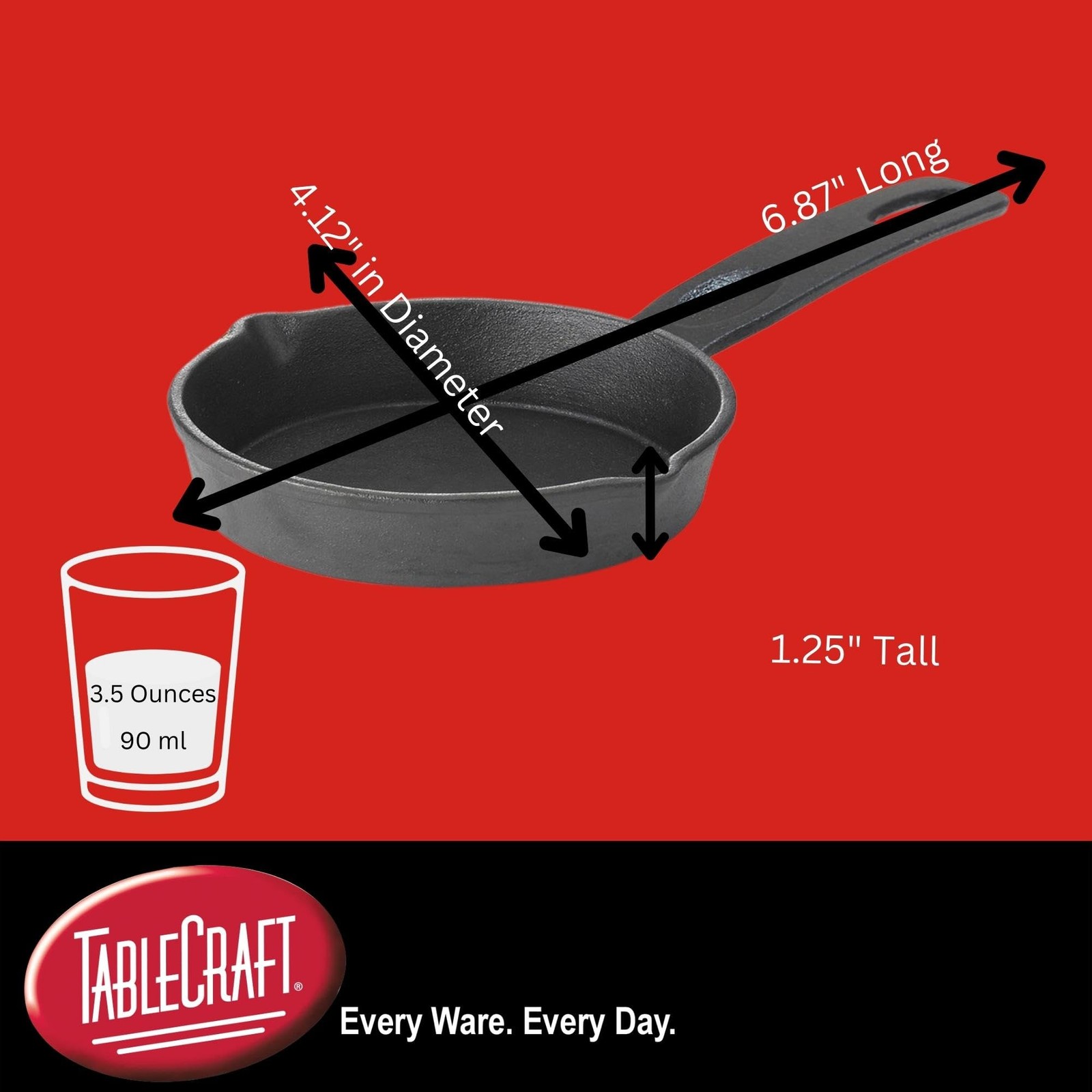 Products CW30122 Cast Iron Mini Round Skillet 3⅝” Dia (6⅞” with Handle) x 1¼”…