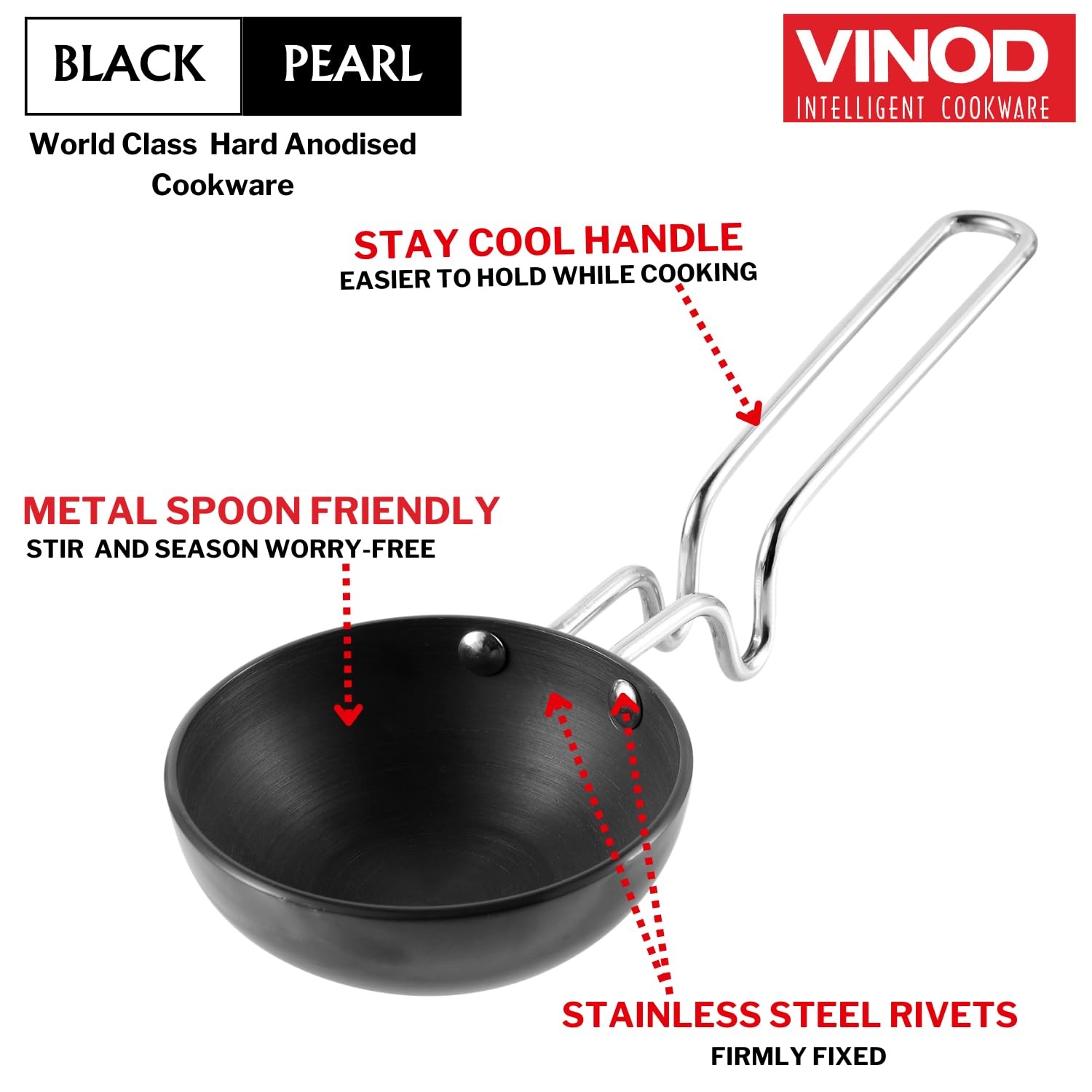 Large 3.25mm Thick Hard Anodized Tadka Pan Stainless Steel Kitchen Tools