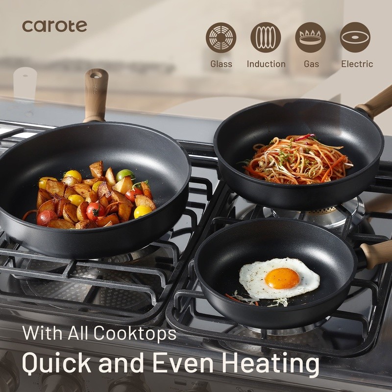 Nonstick Titanium Skillet Frying Pan Die-Cast Aluminum Induction Cookware New