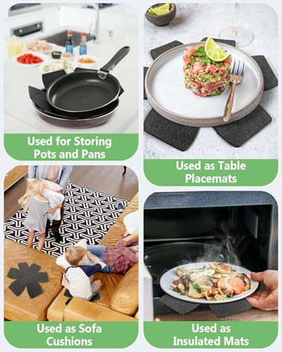 Felt Pot and Pan Protectors – Set of 6 and 3 Different Sizes Felt Pan
