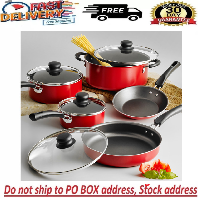 9 Piece Cookware Set Nonstick Pots and Pans Home Kitchen Cooking Non Stick NEW