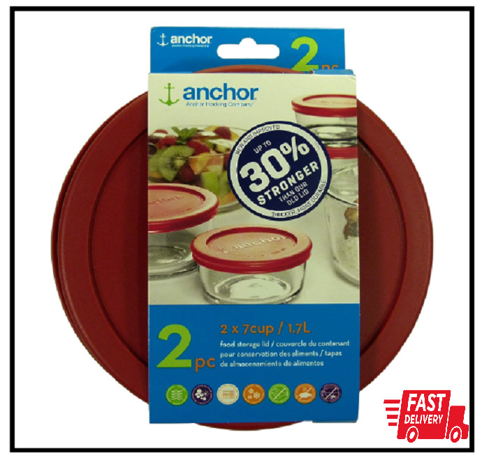 Anchor Hocking 30% Stronger Replacement Lid 2 X 7 Cup / 1.7 L / 1.75 Qt Red Ro