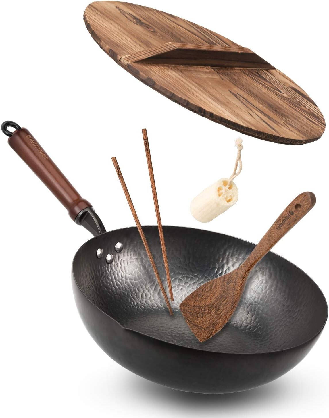 Rust-Resistant Carbon Steel Wok with Special Design Elements – Chef’s Essential
