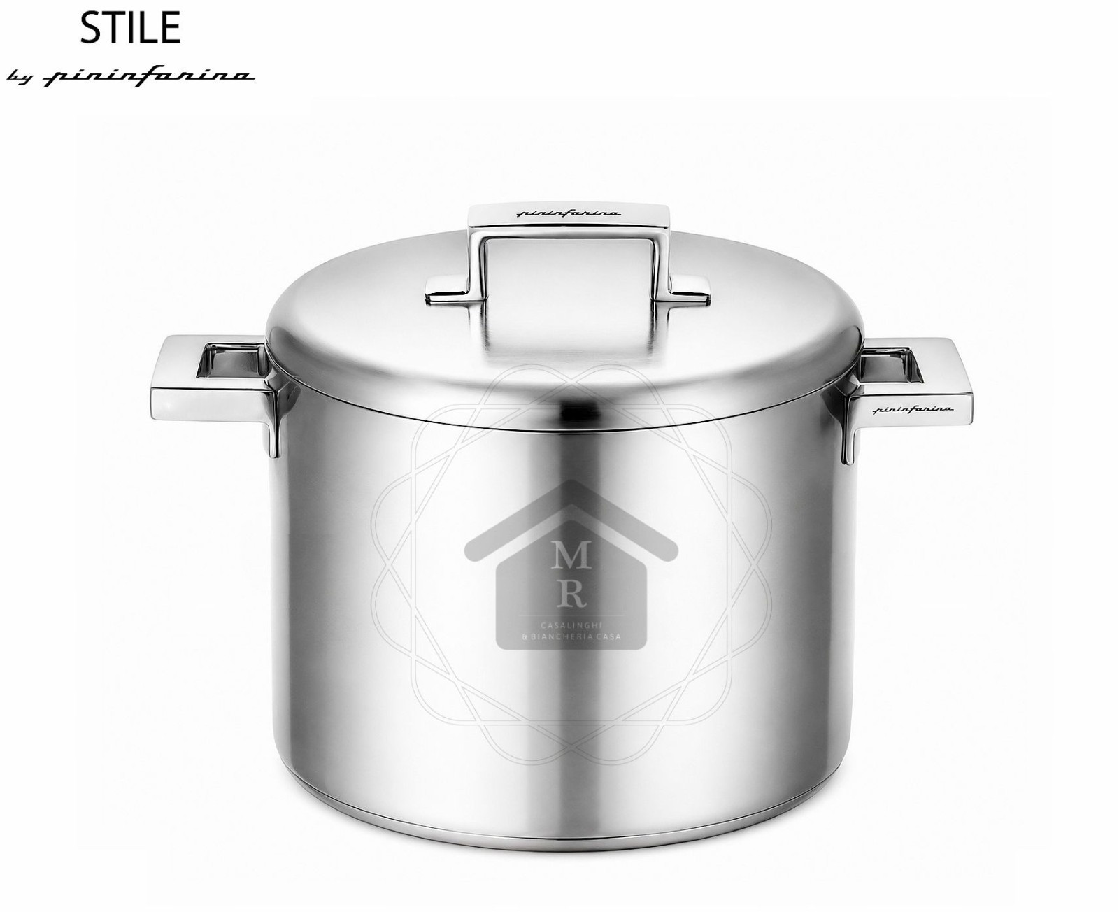 High Pot with Lid Stainless Steel ICE Finish Pininfarina Mepra Style