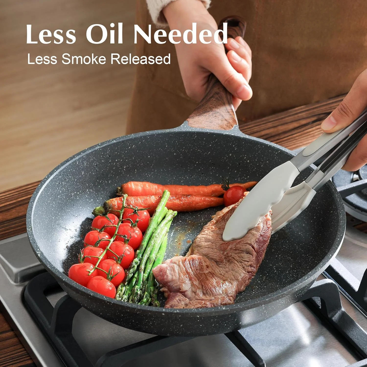 Nonstick Frying Pan Skillet with Lid, Omelet Pan with Cover, (8inch + Glass Lid)