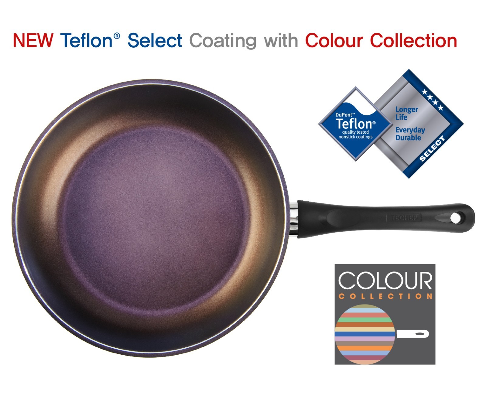 TeChef – Purple Color Pan 12″ Fry Pan, Coated with Teflon® Select (PFOA Free)