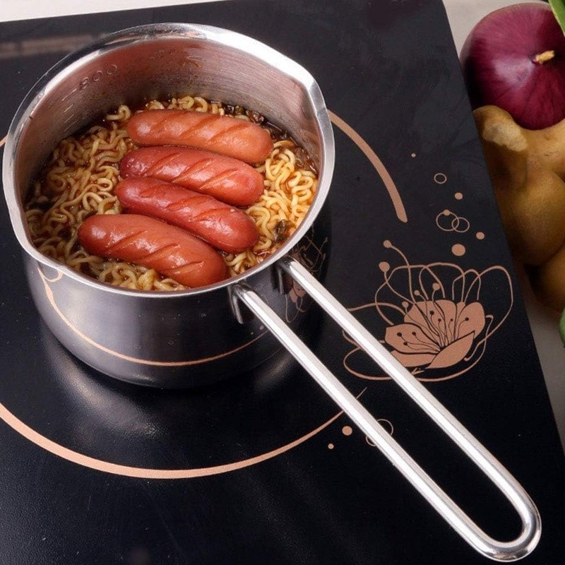 Stainless Steel Milk Pot Induction Cookware Mirror Polished Saucepan 1L New