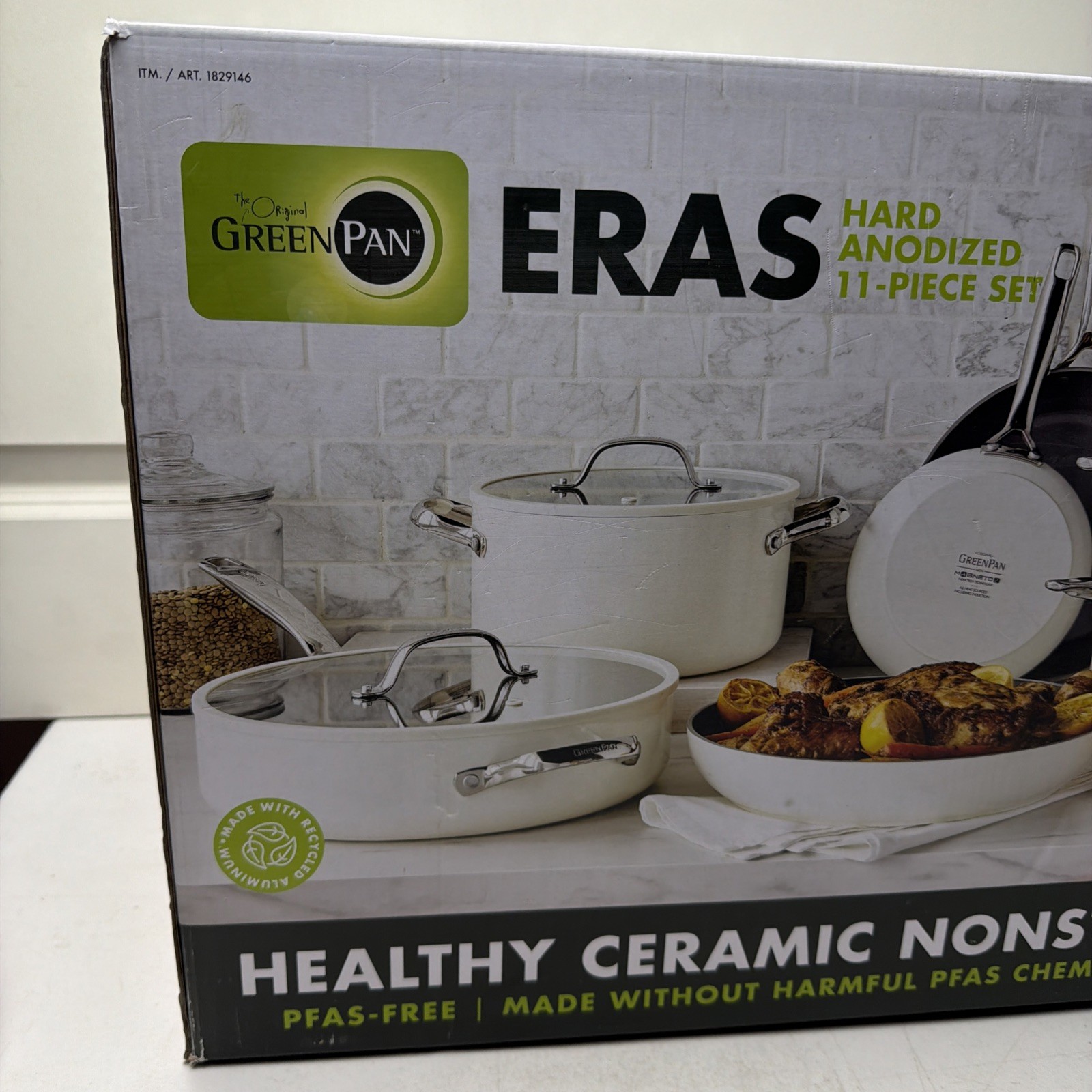 Brand New GreenPan Eras Ceramic Non-Stick 11-piece Cookware Set White