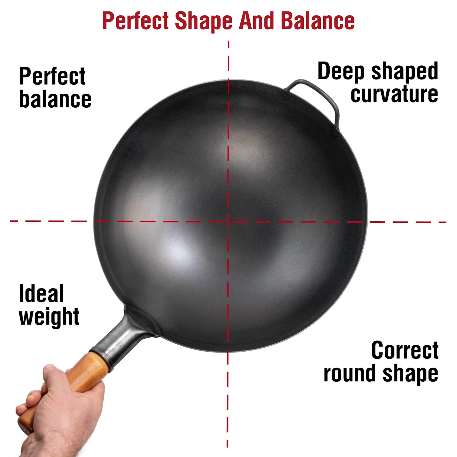 14″ Carbon Steel Wok with Round Bottom, Pre-Seasoned