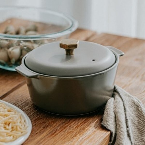 Neoflam 7″ YARN Ceramic Casserole Pot, 1.4qt, Matte Gray, Made in Korea