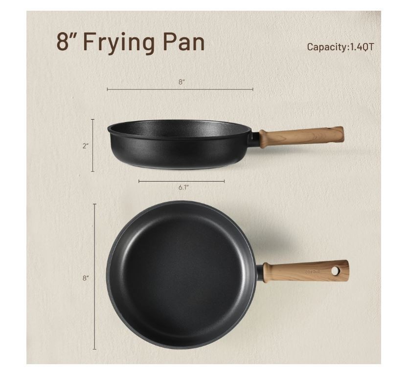 Titanium Nonstick Frying Pan Skillet Induction Compatible 8 Inch Fry Pan Without