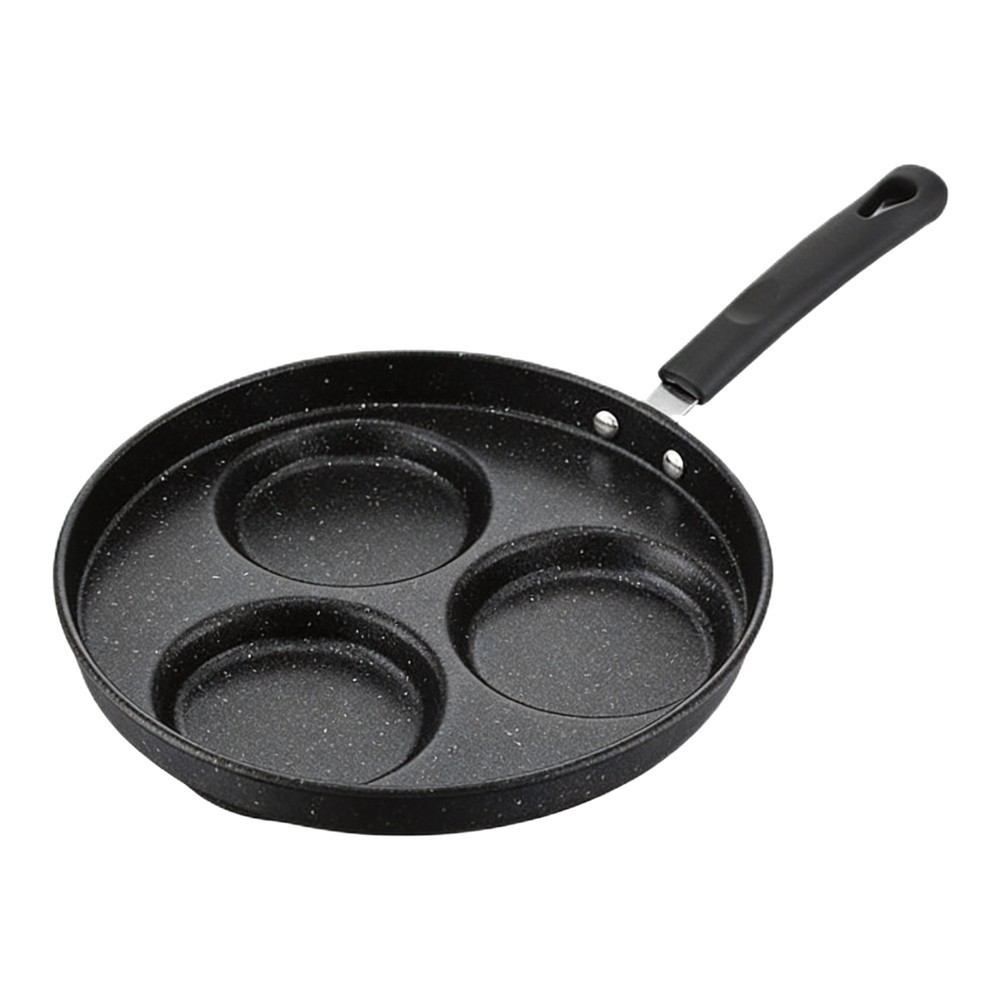 Black Stone Coated 4 Hole Griddle Pan 23cm for Omelettes Egg Patties Cooking