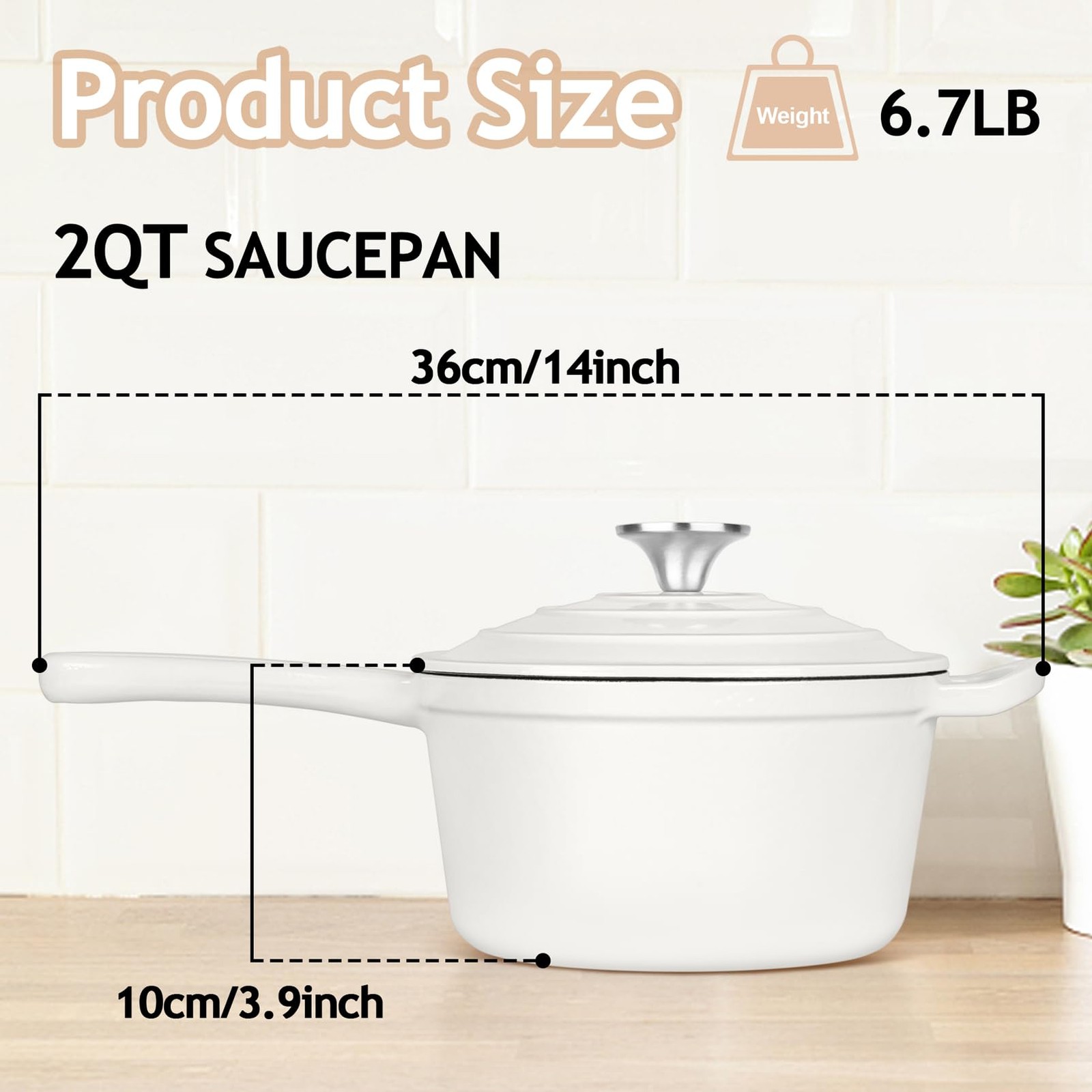 TeamFar Enameled Cast Iron Sauce Pan, 2QT Small Sauce Pot with Lid, Mini Dutch O