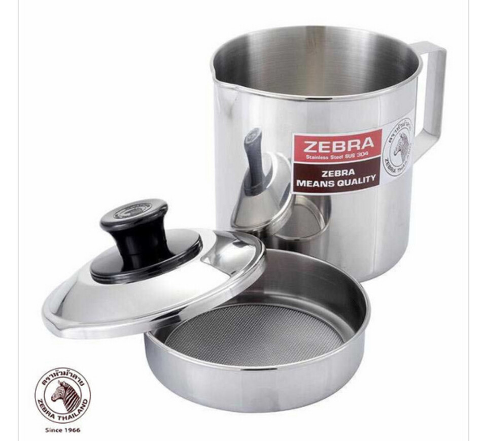 Thai Zebra Brand Multipurpose Filter Pot Pouring Mouth Silver Stainless 1 Litre
