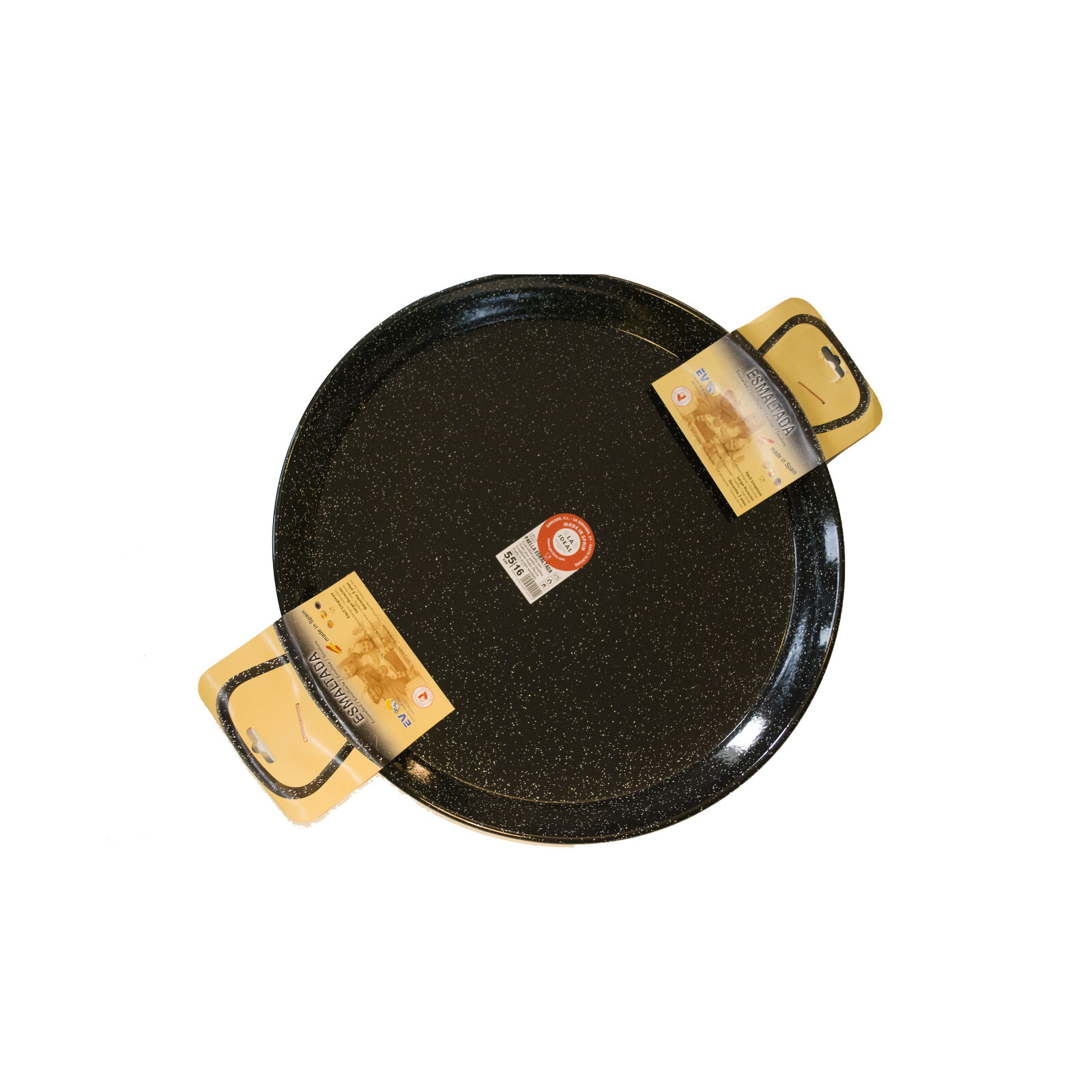 30cm – 80cm Enamelled Paella Pan + Aluminium Lid +Spoon (according to variation)