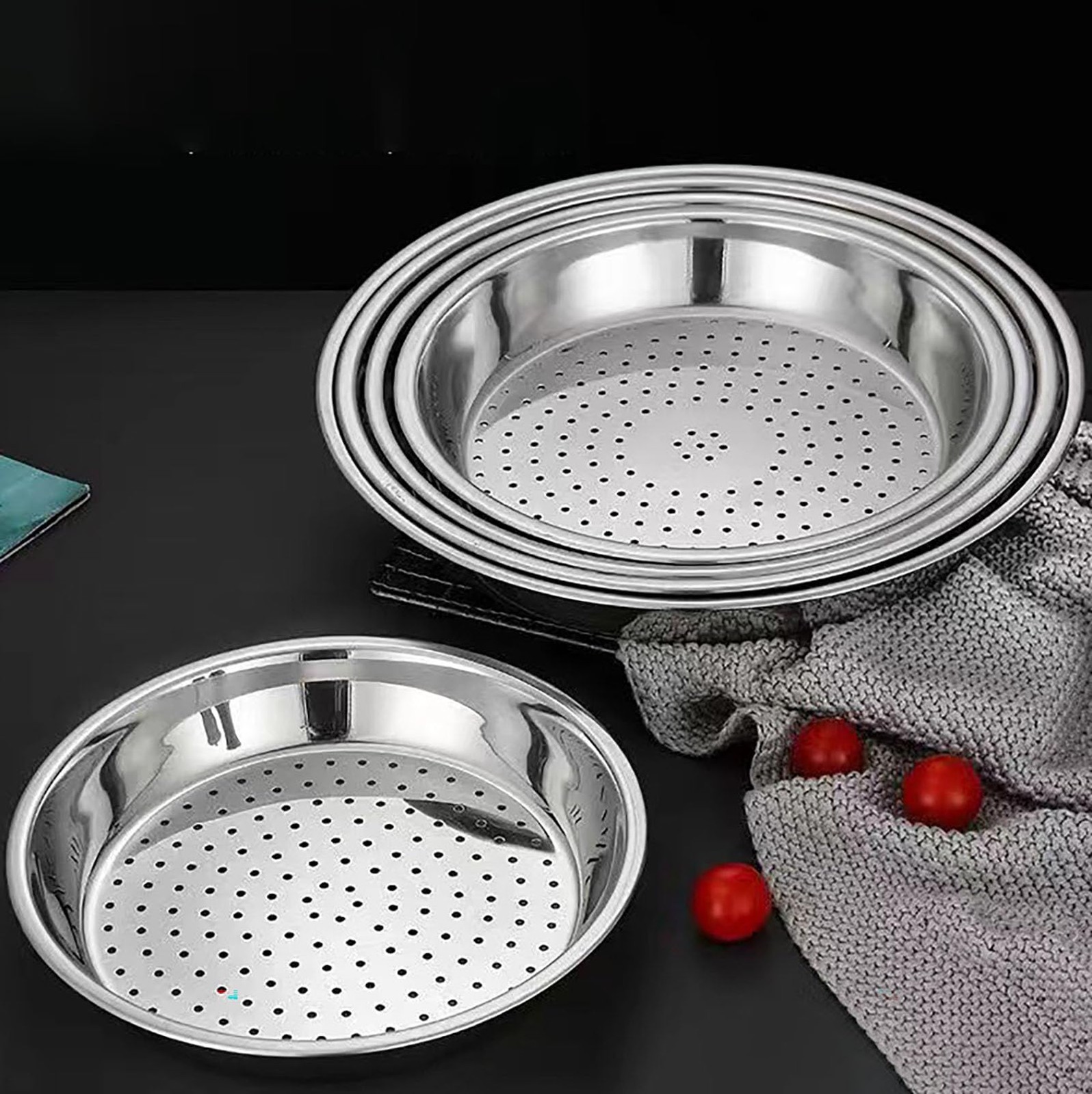 Steamer Plate 2 PCS 12.6 Inch Round Stainless Steel Steaming Net L Food Cooking