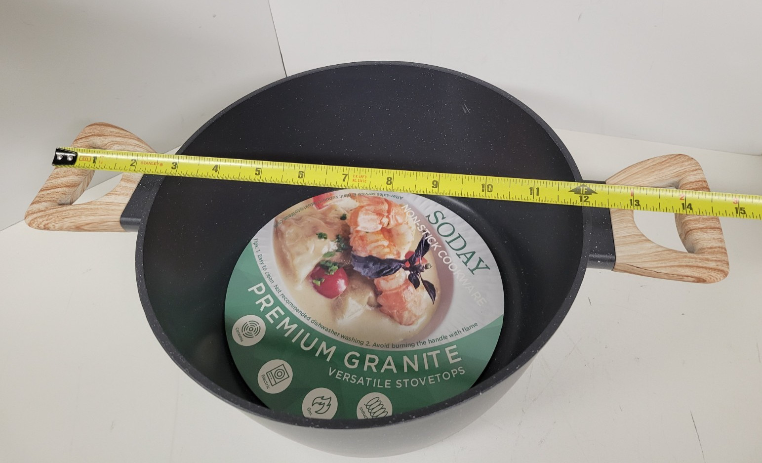 Soday Non-stick Cookware Pot w/Side Handles Deep Cooking Pan 9-3/4″ x 4-1/2″