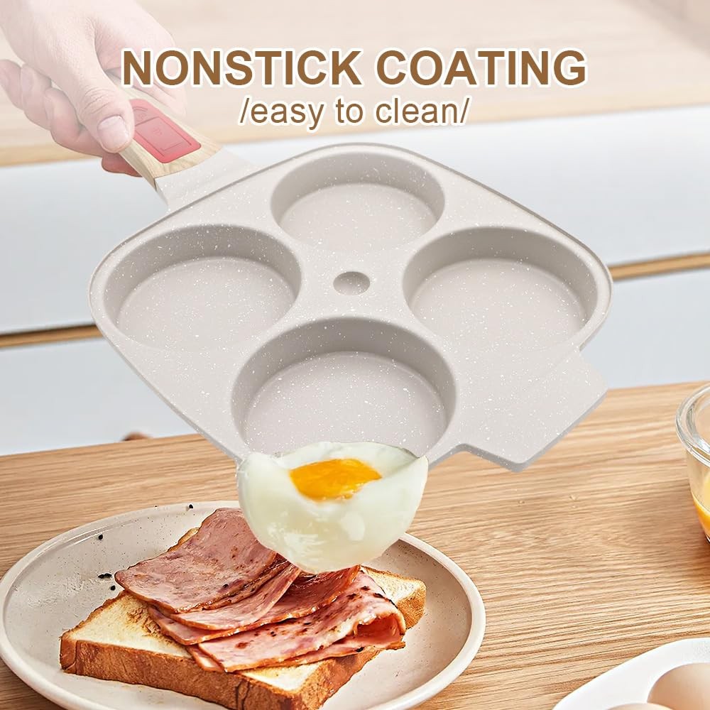 1 PC 4 Cup Nonstick Fried Egg Omelette Pan With Lid Detachable Handle