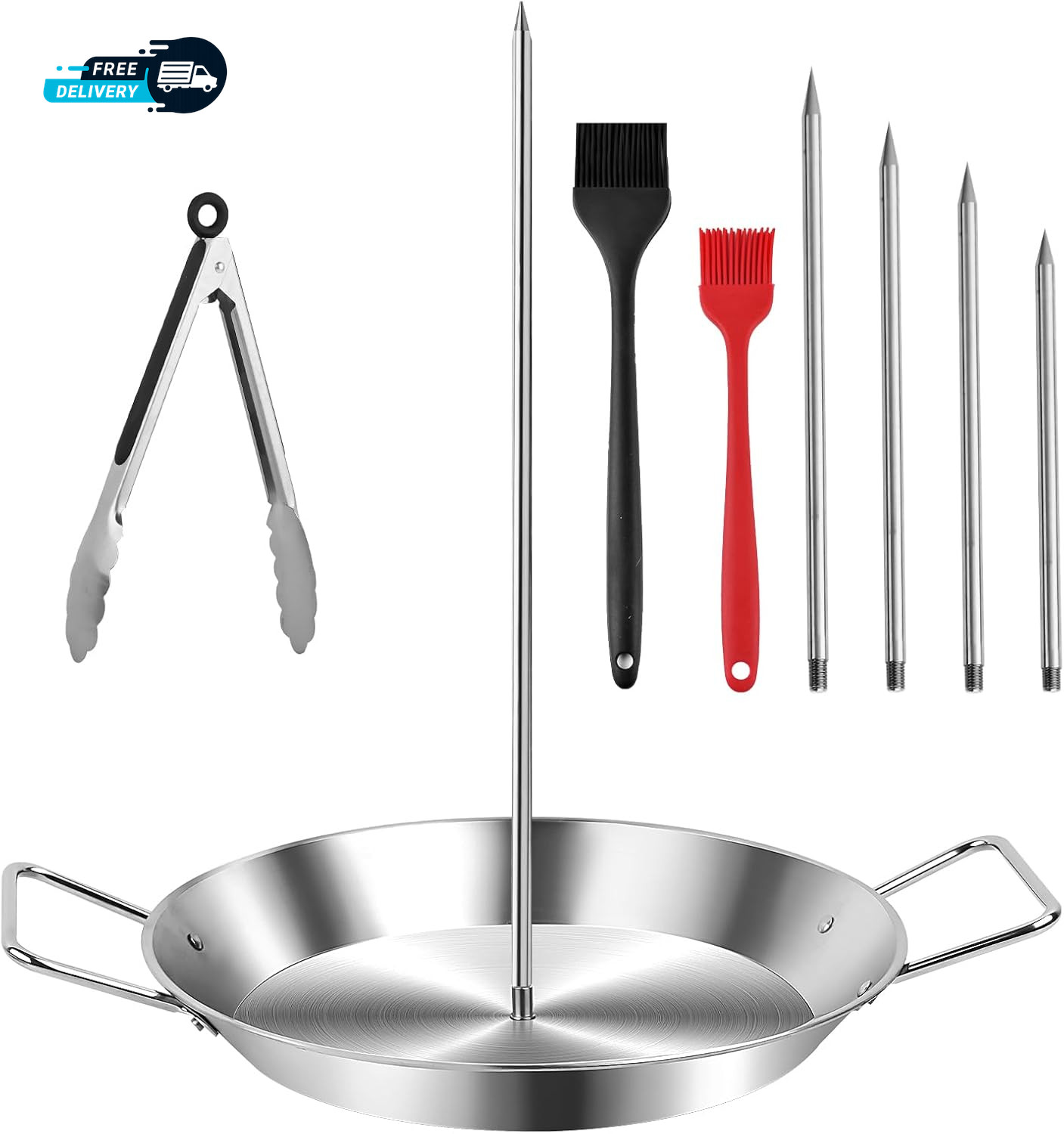 Stainless Steel Shawarma Pan for Oven Grill 5 Spikes Chicken Pork Cooking Pan
