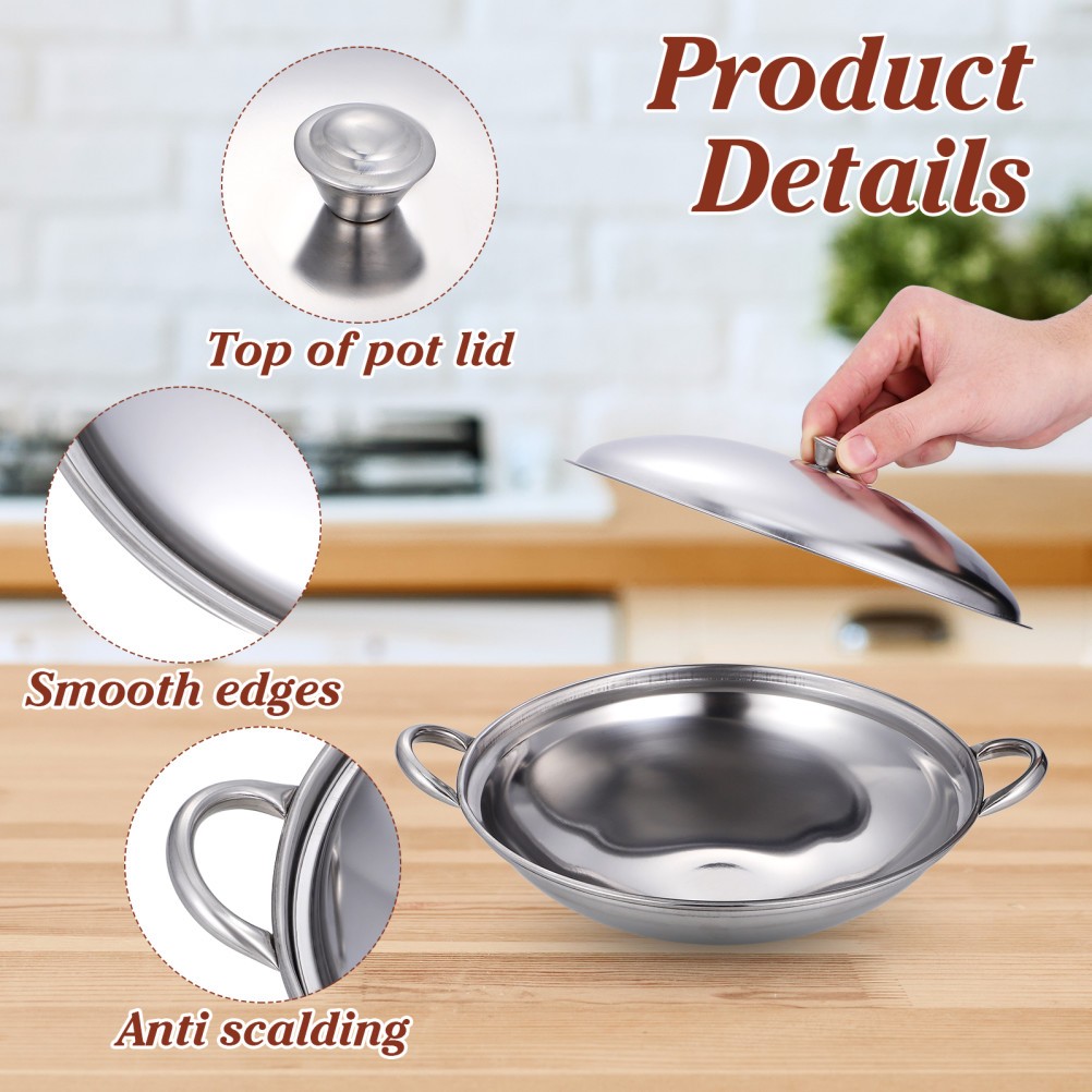 Stainless Steel Cooking Pot Set with Lid Portable Cooking Pan 2pcs