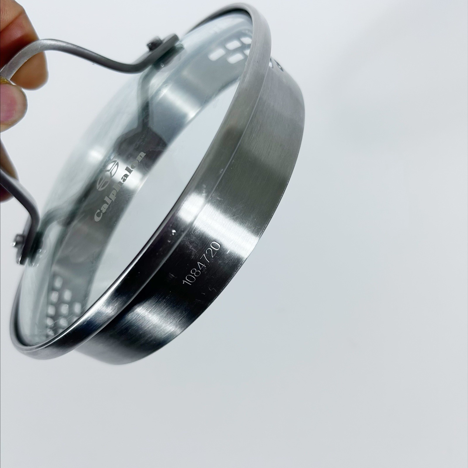 Calphalon Glass Lid w/ Strainer Vent Stainless Rim Replacement Lid Only 5.5″