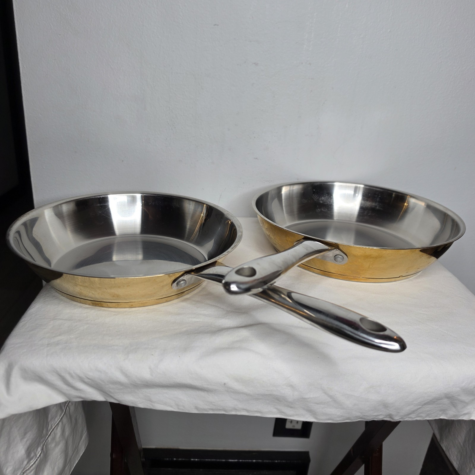 Cooks Club Stainless Steel Cookware Gold Sides Frying Pans Vintage Quality