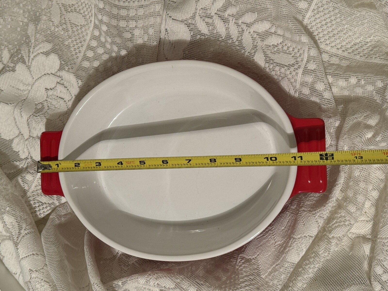 Cuisinart Stoneware 9.5” Oval Baker 1.5 qt Ceramic Casserole Baking Dish Red