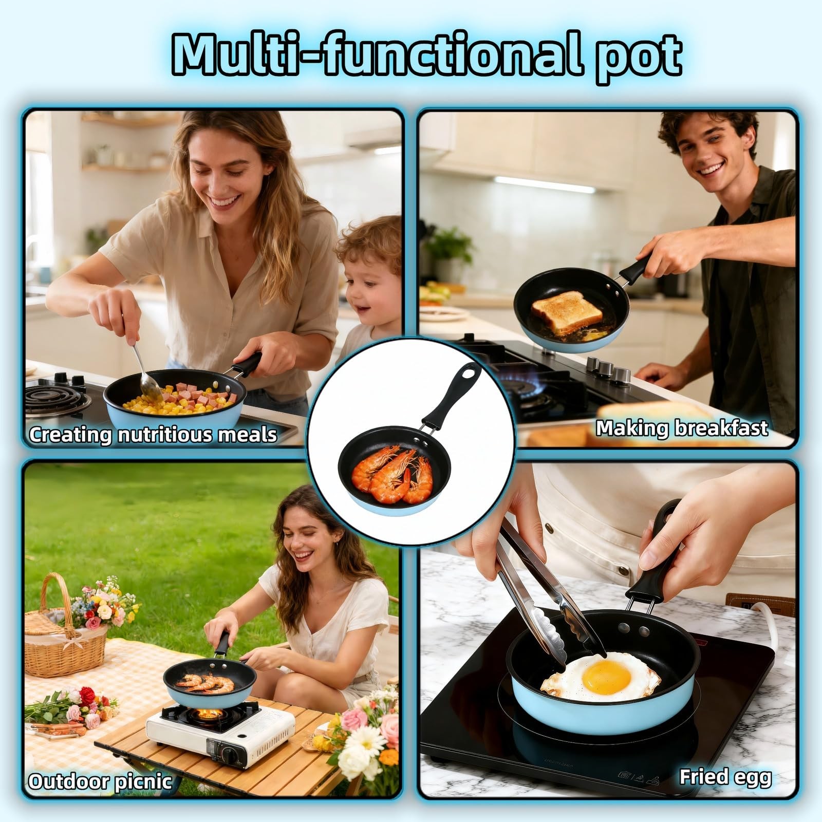 Mini Frying Pan 4.7 Inch Non-Stick Egg Pan for Gas, Induction, Electric Stove