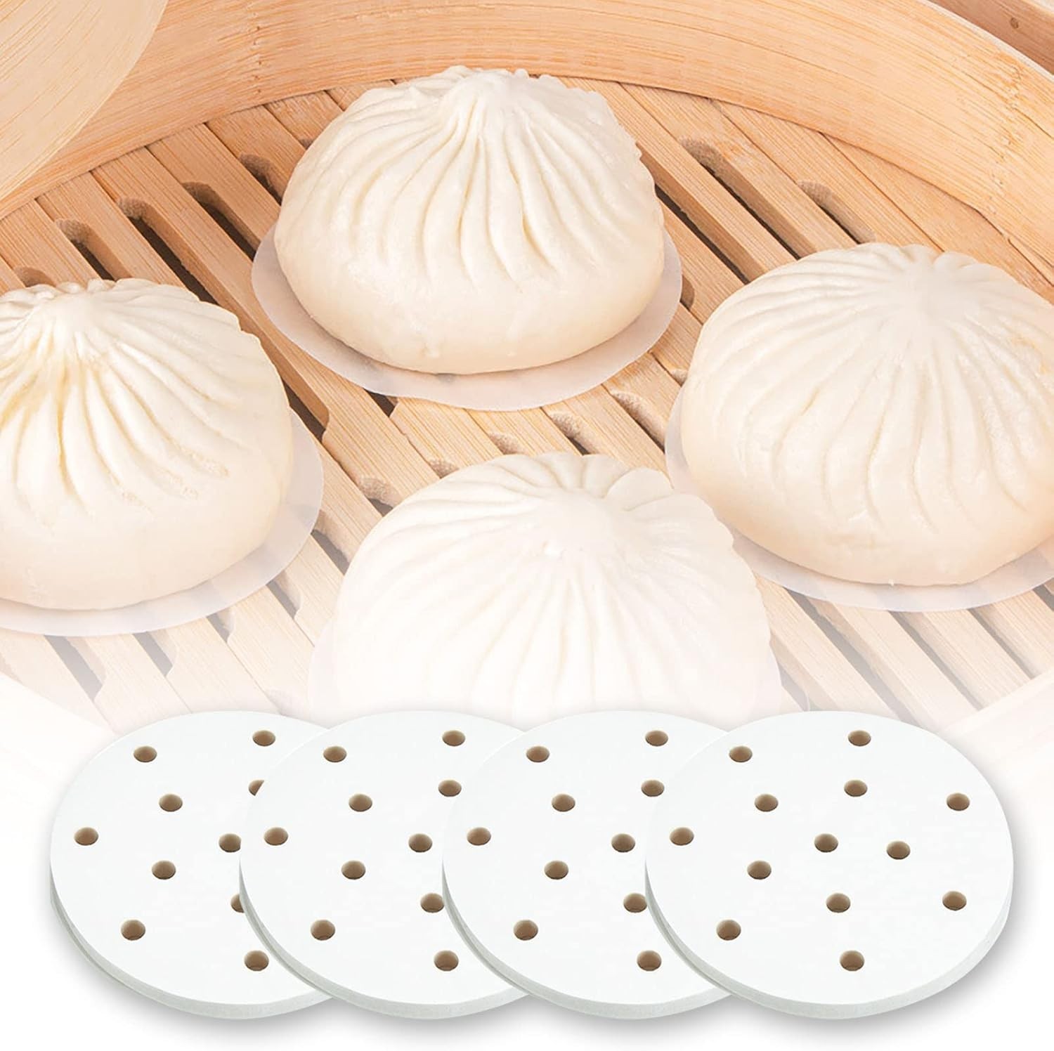 400 Pcs Non-Stick Bamboo Steamer Liners – 4 Inch Sheets for Perfect Cooking