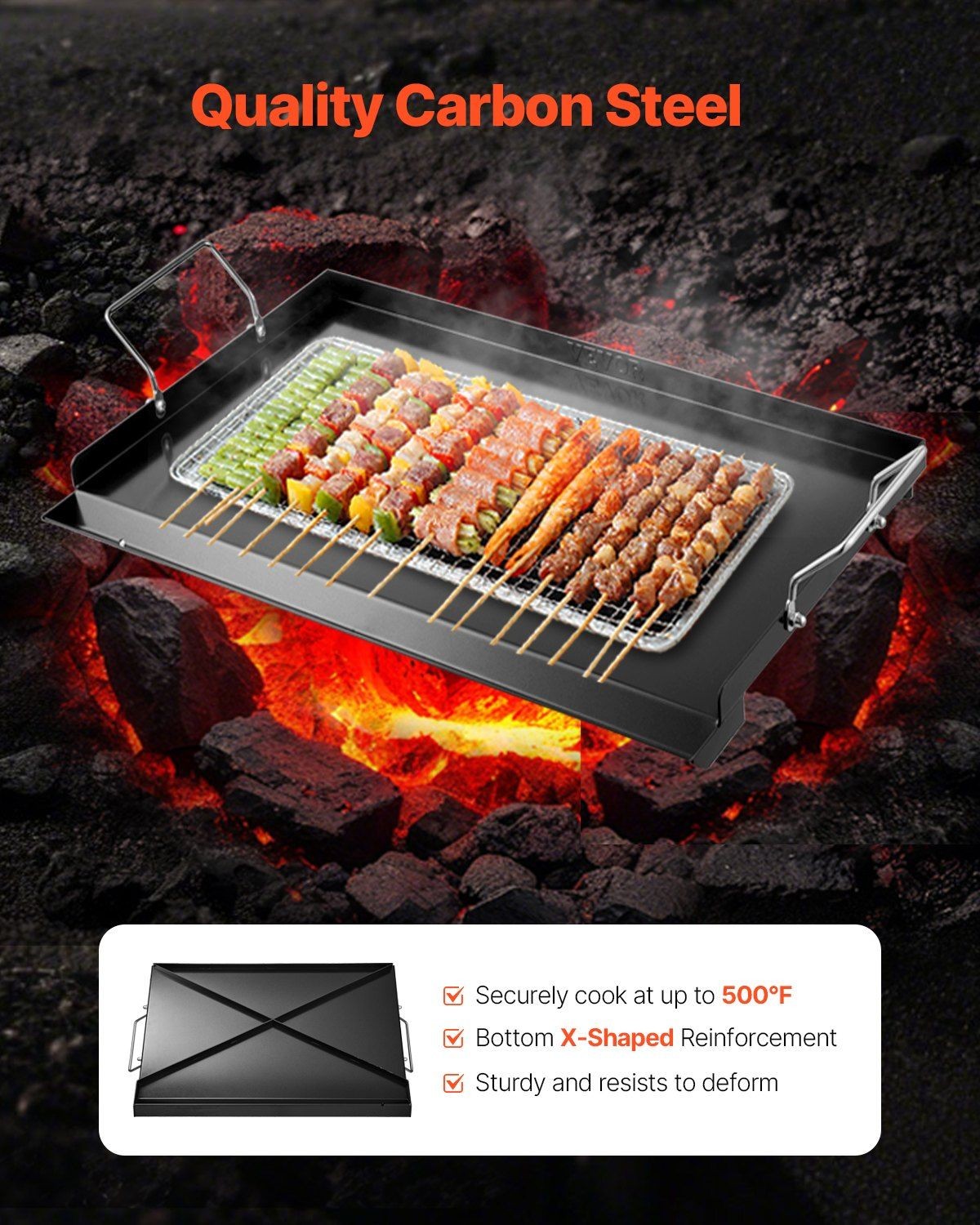 Non-Deform 24x16in Carbon Steel Flat Top Griddle for All Stovetops