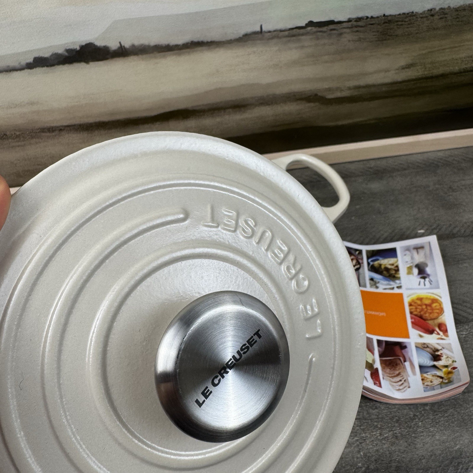 Le Creuset Signature Enameled Cast Iron Saucepan 1 3/4-Qt. Brioche Scuffed Read