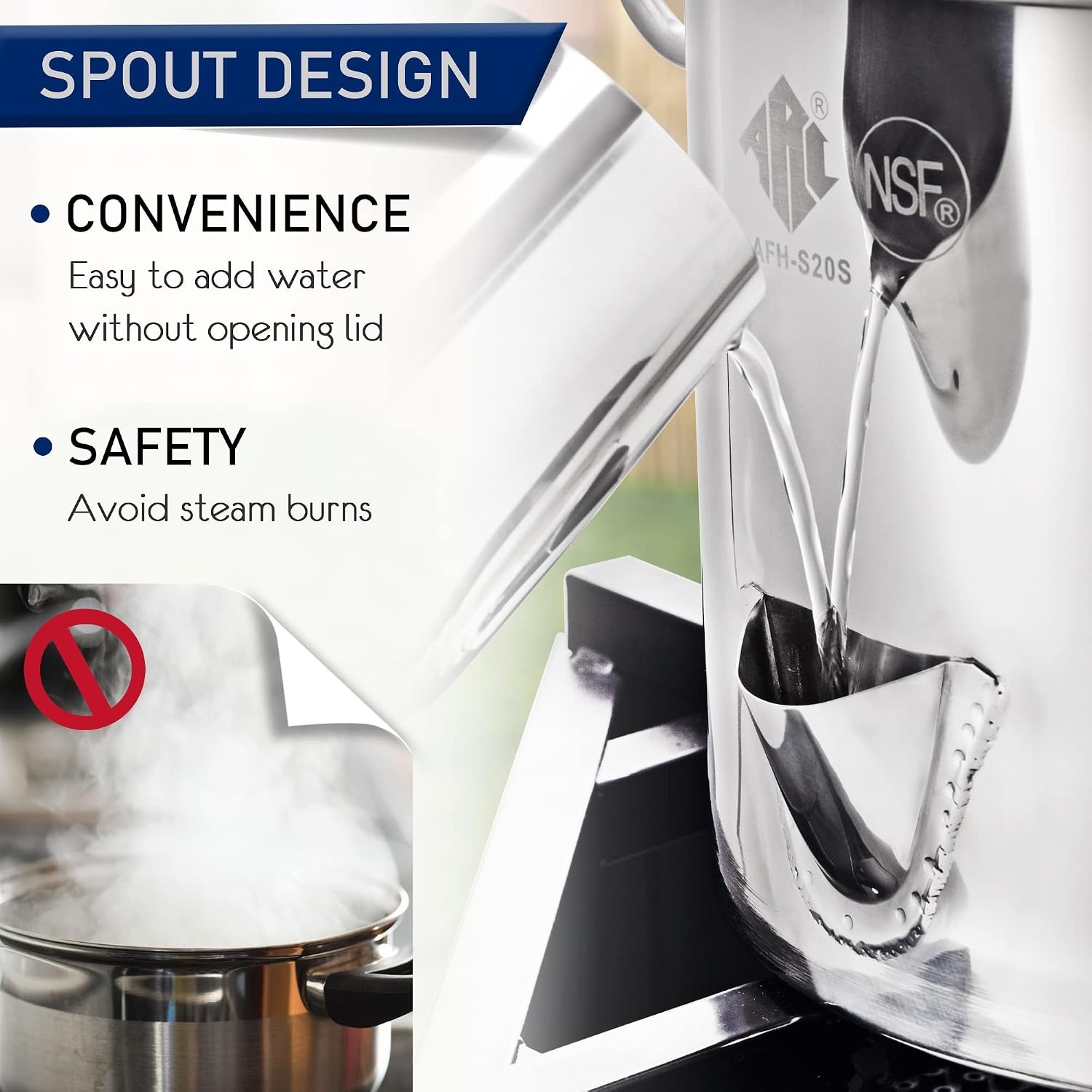 ARC 40QT Stainless Steel Tamale Steamer Pot w/Easy-fill Water Spout 10Gal |