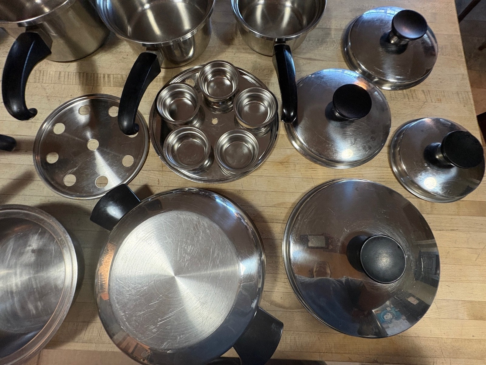 Vtg 14 pcs Seal-O-Matic Thermium Multi-Plex Stainless Steel USA Cookware Set USA