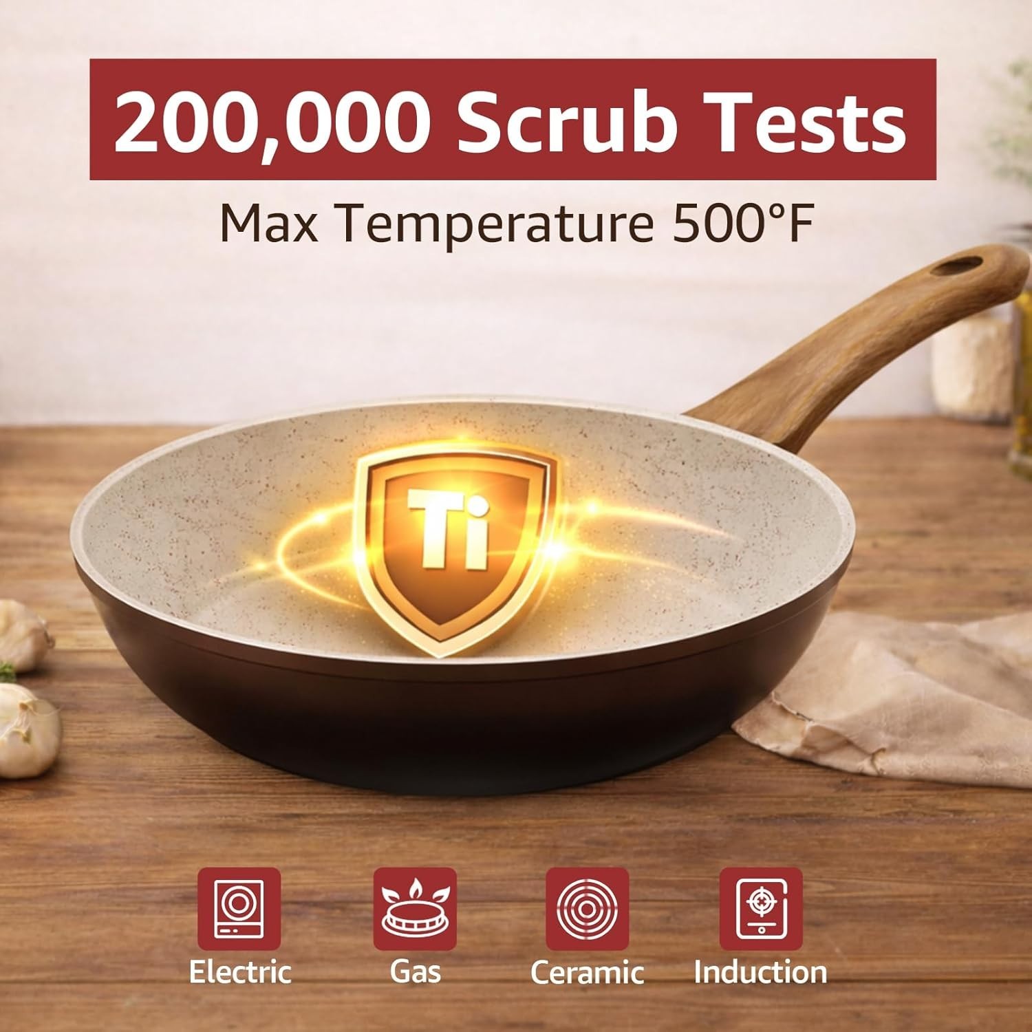 Bazova 24-Pcs Non-Toxic Cooking Set: Durable Ceramic & Titanium-Enhanced Design