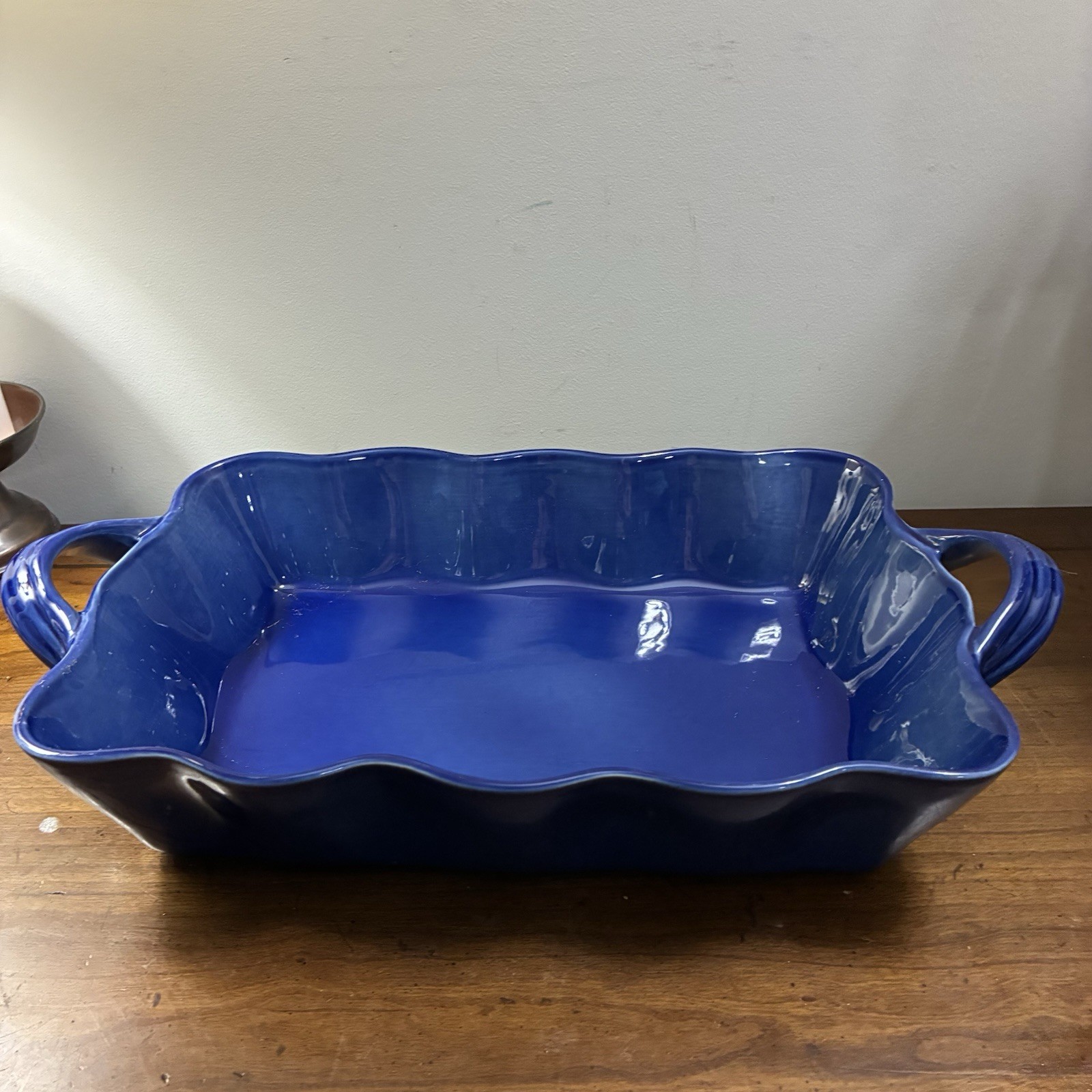 Mixcer S.A. Portugal Oven to Table Blue Stoneware Casserole Dish Baking Swerving