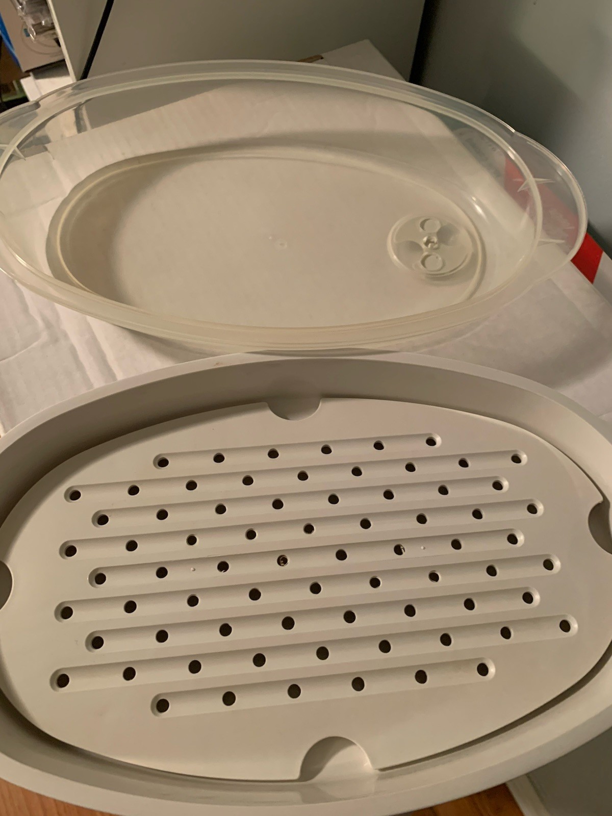 !Microwave Fish Steaming Dish w/ vented lid in original box STEAMER COOKER BOWL