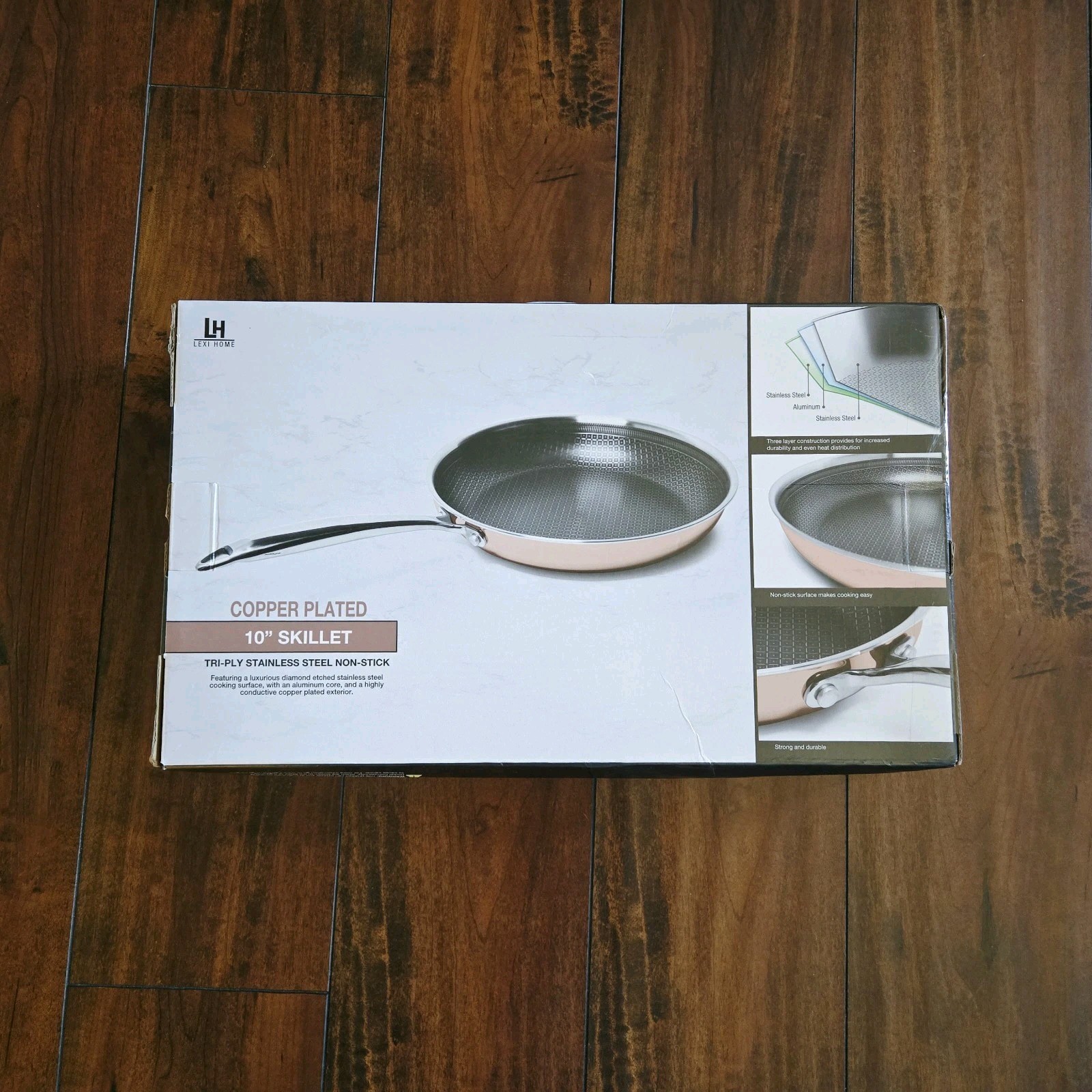 Lexi Home Tri-ply Stainless Steel Copper Coated Non Stick 10″ Frying Pan New
