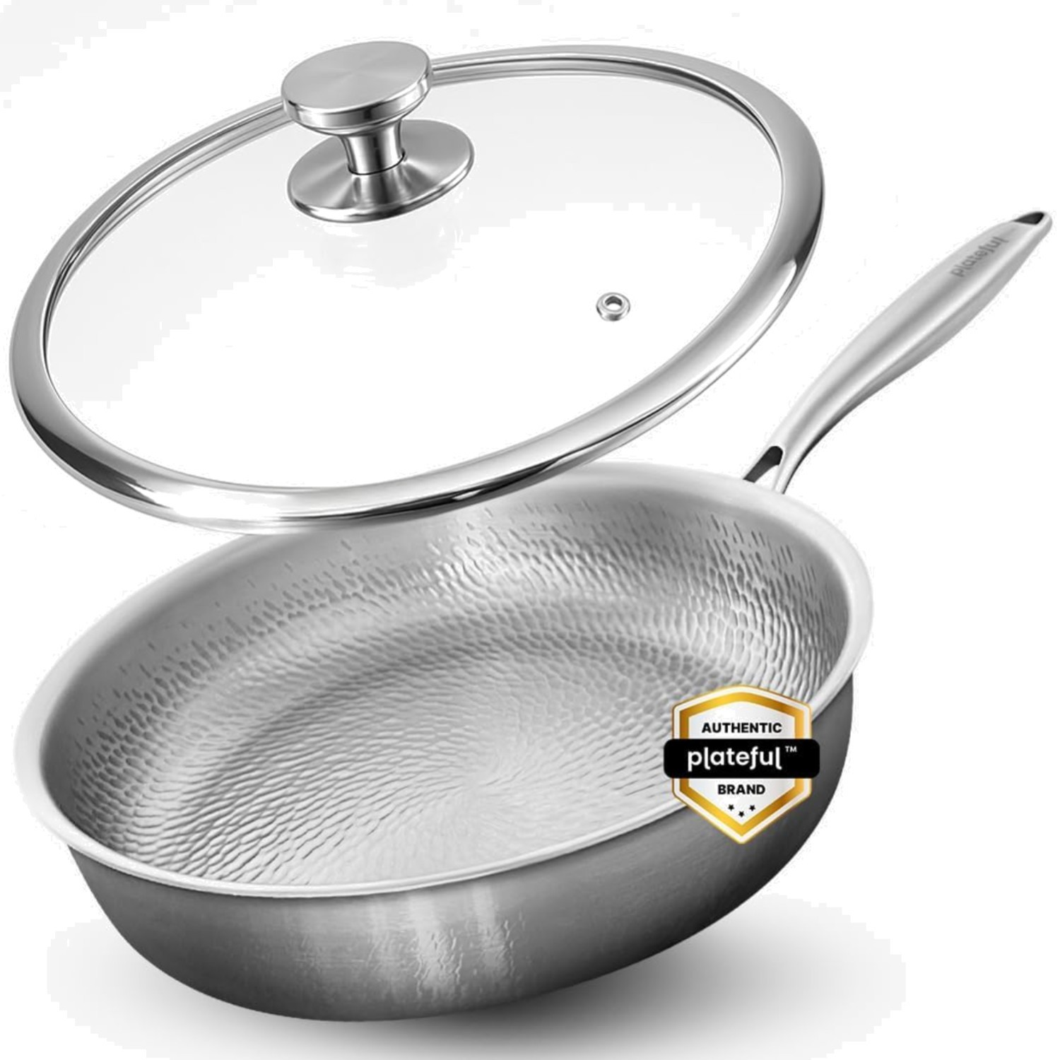 Plateful Titanium 12 Inch Fry Pan With Lid Oven Safe Induction