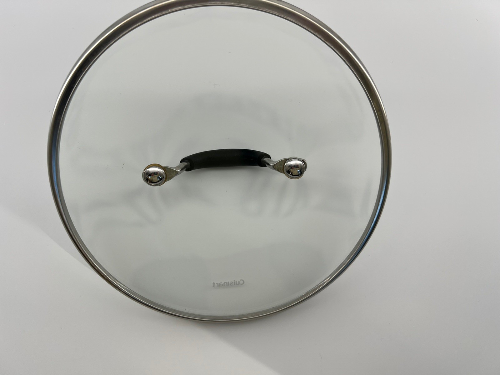 Cuisinart Replacement Glass Lid Diameter 7 5/8″ Inner Rim Black Handle
