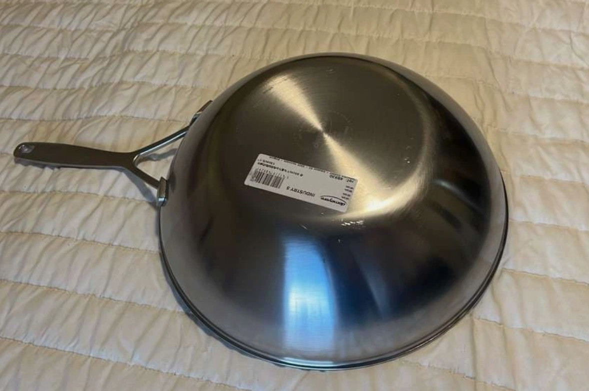 Demeyere Industry 5 Flat Bottom Wok, 12 inch, 18/10 Stainless Steel NEW