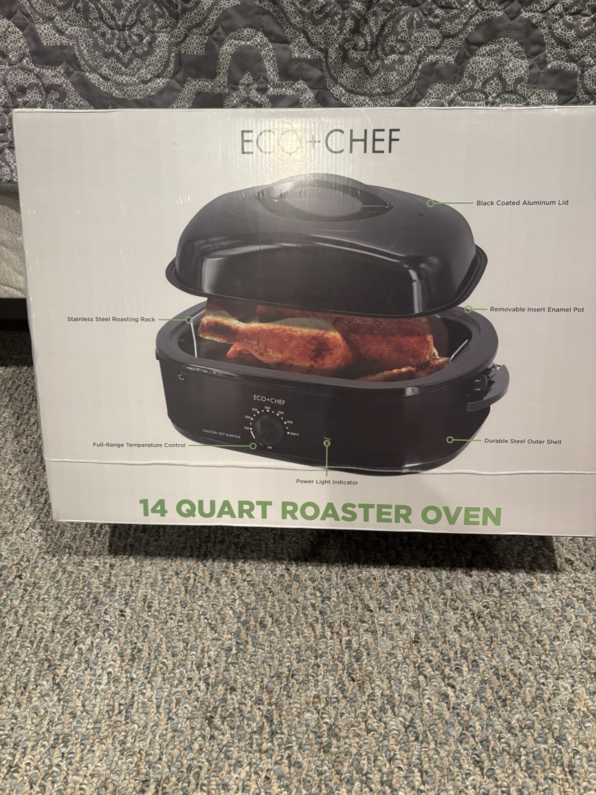 ECO+CHEF 14 Quart Roaster Oven Stainless Steel Turkey Roasting Pan