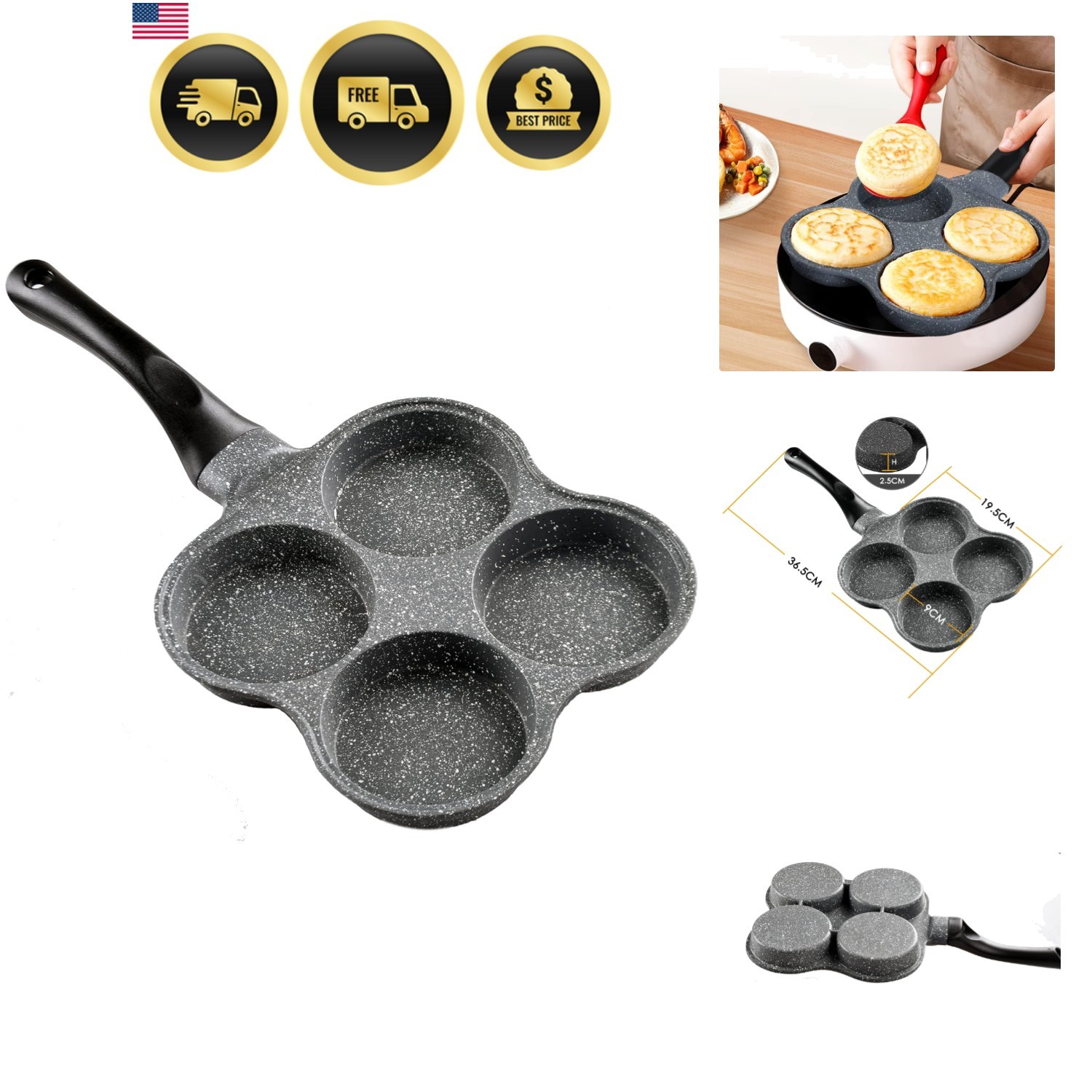 Rustless Egg Frying Pan | 4-Cup Nonstick Easy Clean Egg Cooker Omelet Pan For…