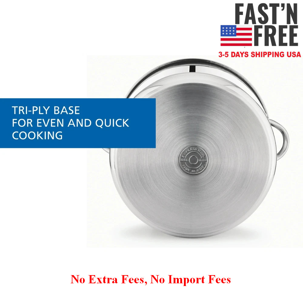 Mainstays Stainless Steel 20 Quart Stock Pot with Glass Lid Induction Compatible