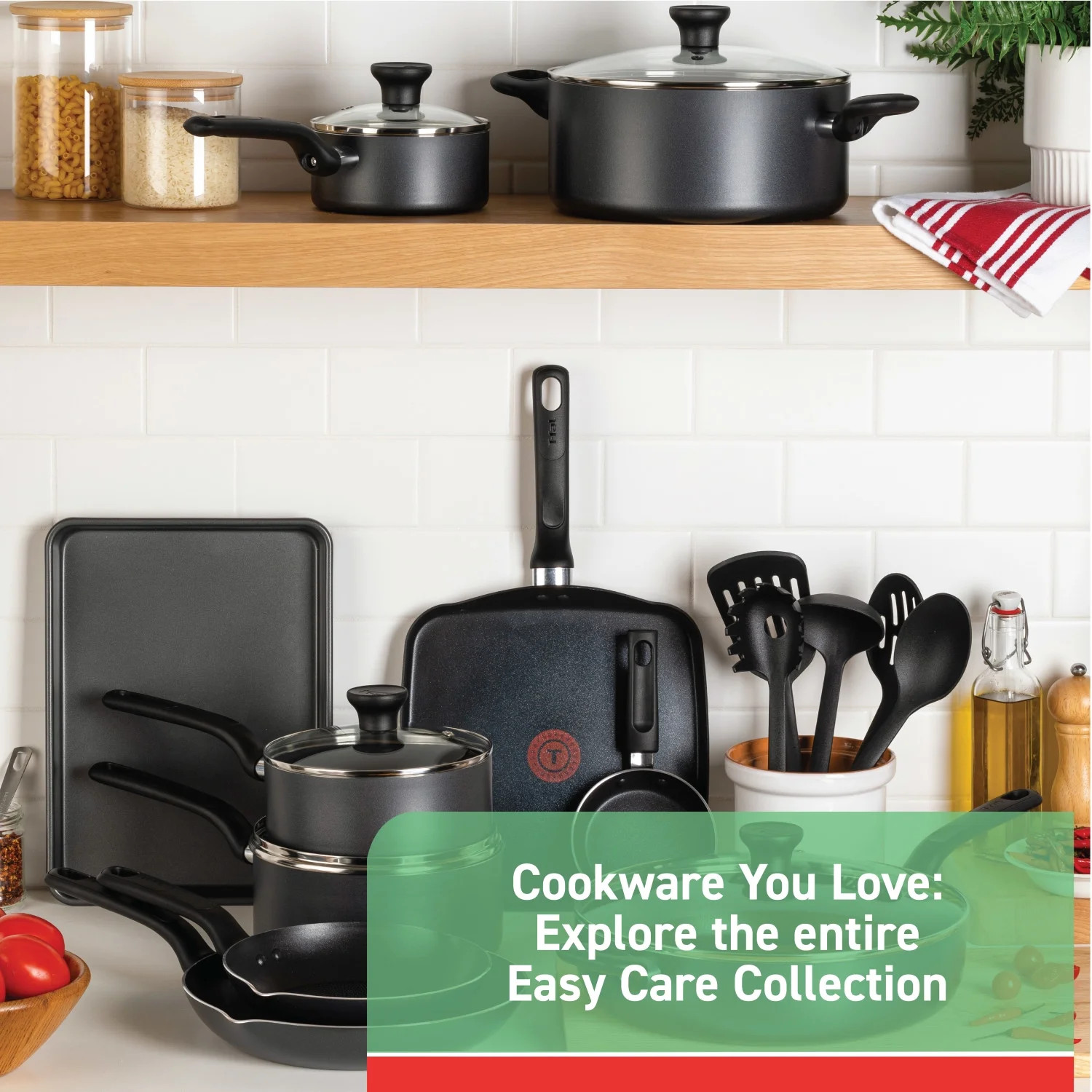 T-fal Ultimate Hard Anodized Nonstick 20 Piece Cookware Set, Grey