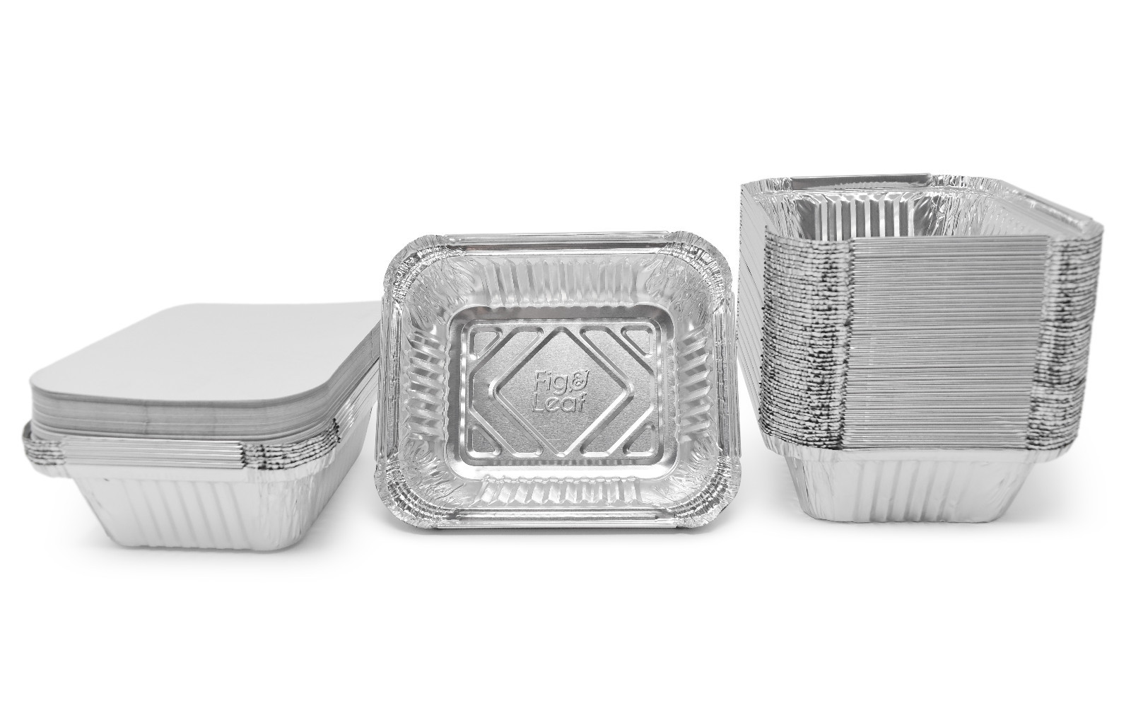Fig & Leaf (480 Pack) Premium 1-LB Takeout Pans with LIDS – 5.6″ x 4.6″ x 1.9″