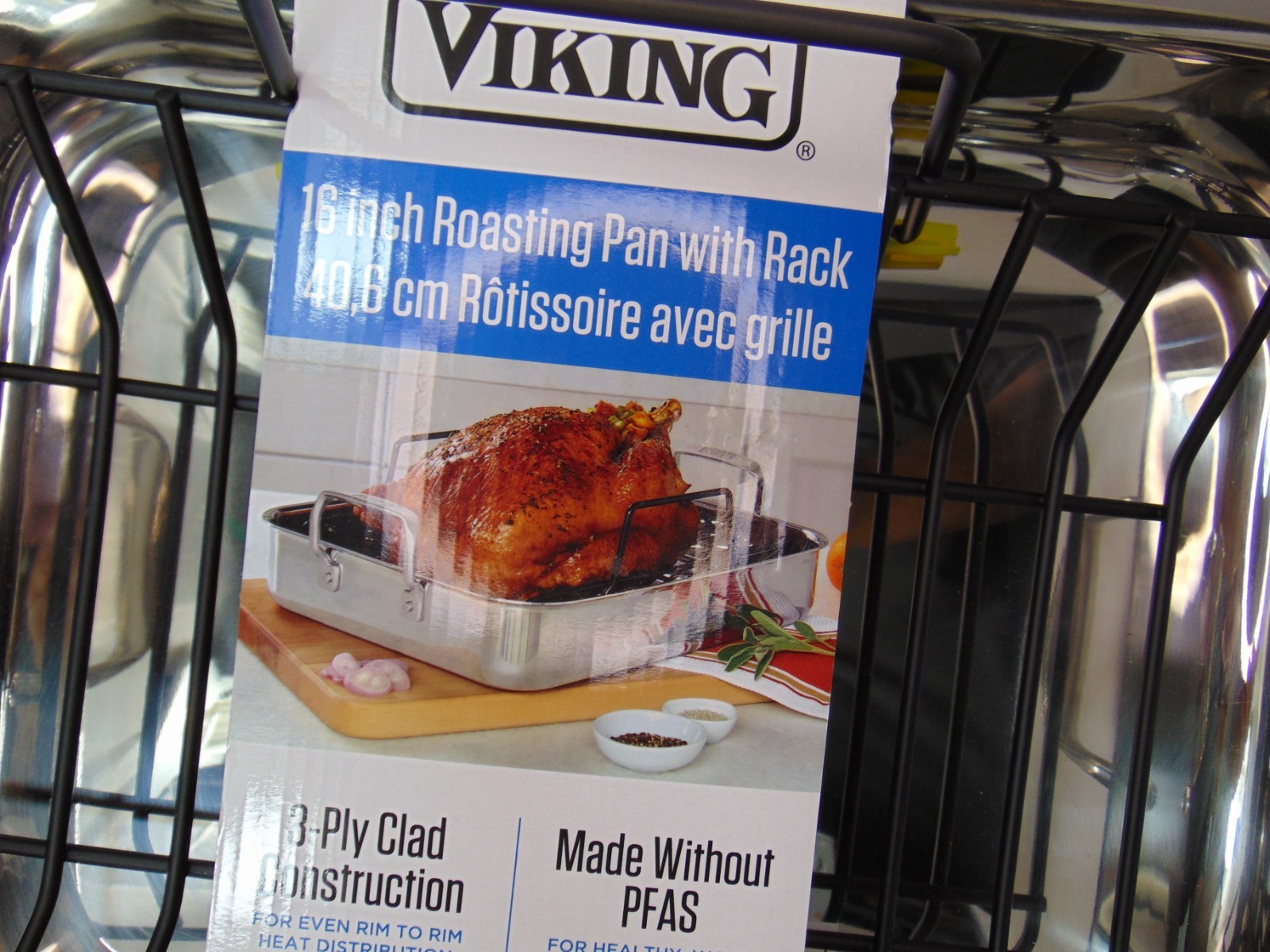 Stainless Steel Roasting Pan with Non-Stick Rack, 16×13 Inch, Oven Safe