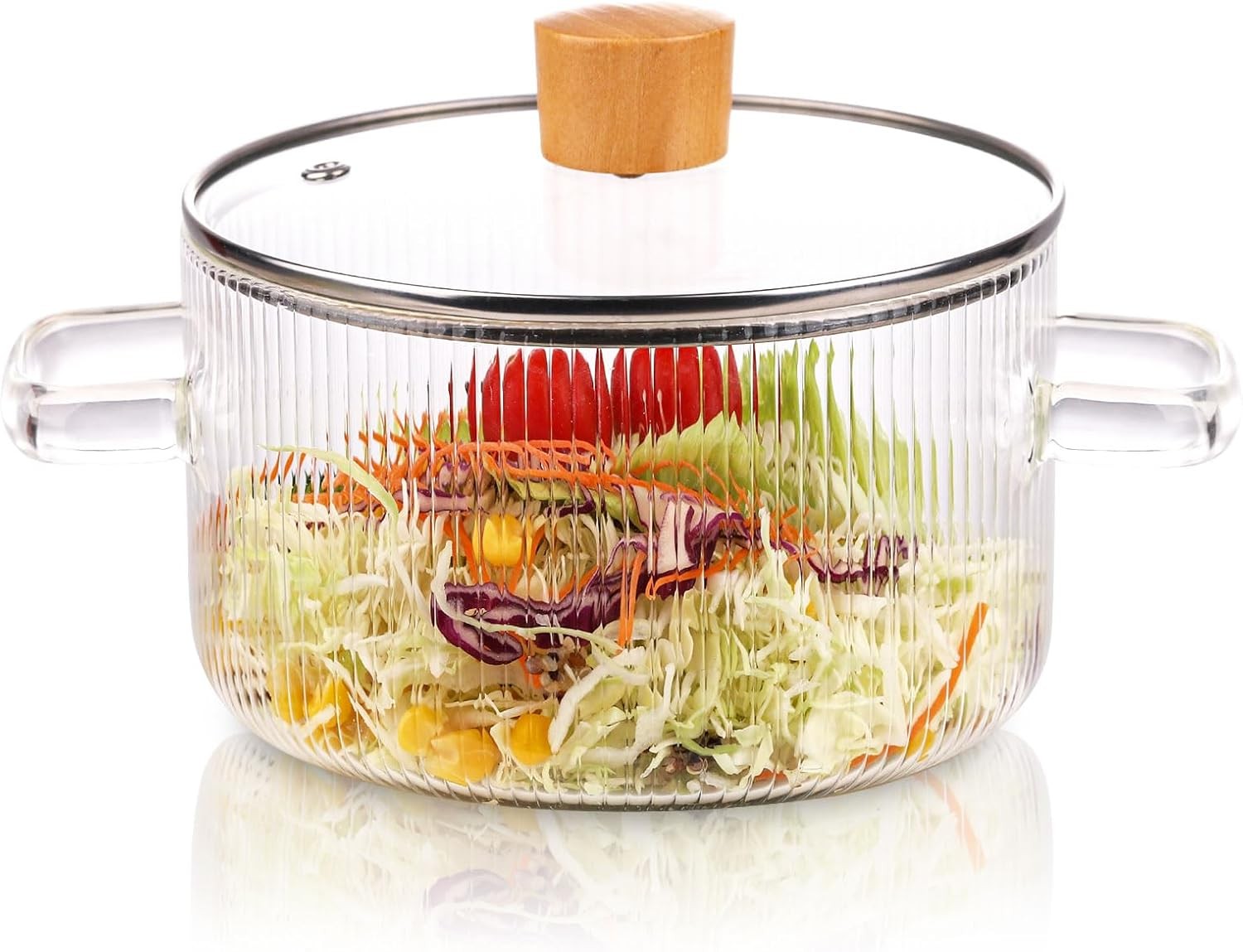 56oz Small Glass Cooking Pot with Lid, Glass Stovetop Pot, Heat Resistant